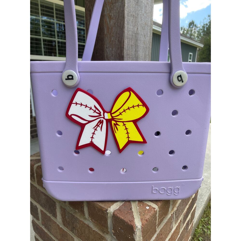 Jumbo Size 7" Baseball and Softball Bow Bogg Bag Charm - Slightly Imperfect